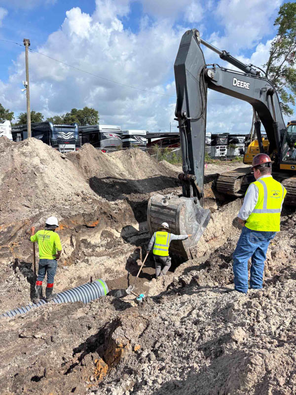 Underground utility installation in progress